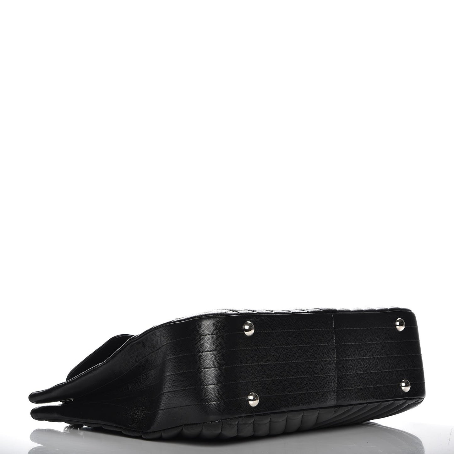 Caviar Chevron Quilted Flap Tote Black
