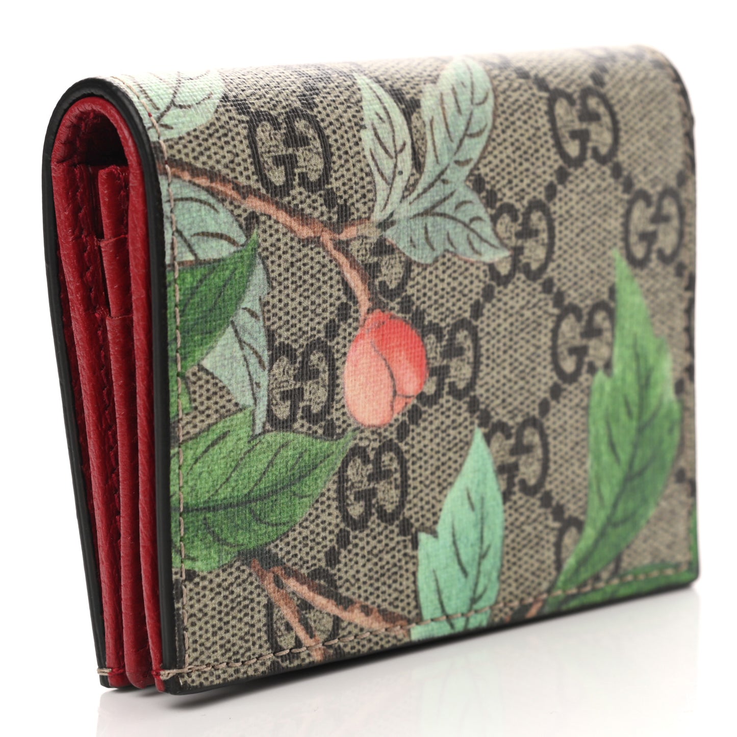 GG Supreme Monogram Tian Card Case Beige Multicolor Red