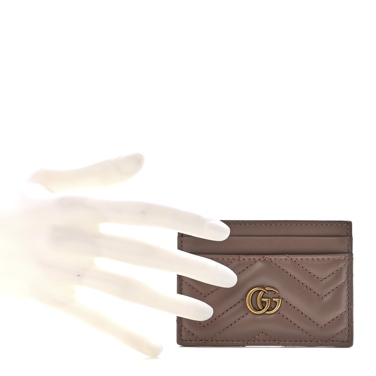 Gucci Calfskin Matelasse GG Marmont Card Holder Porcelain Rose 2 of 10