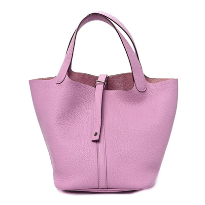 Hermes Taurillon Clemence Picotin Lock 22 MM Mauve Sylvestre 1 of 9