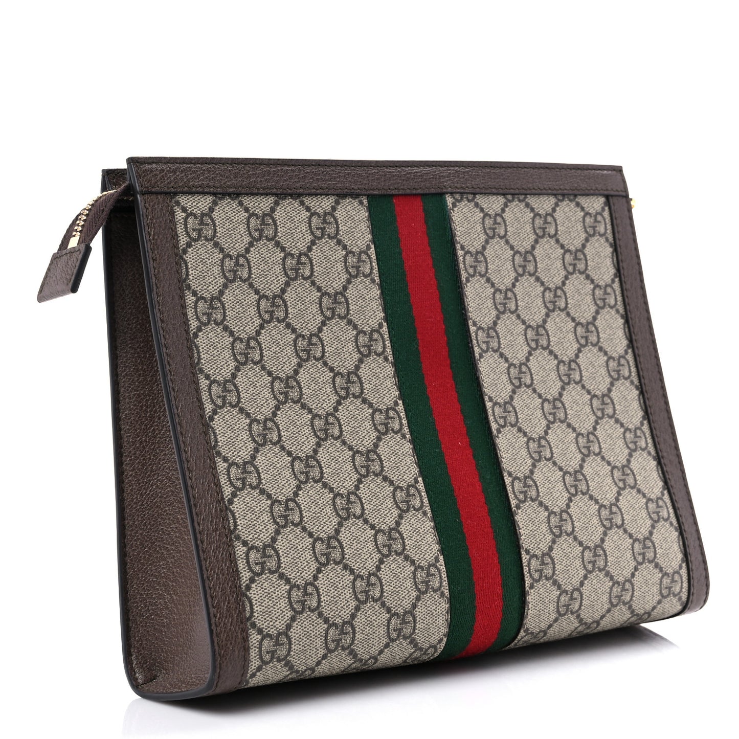 GG Supreme Monogram Web Ophidia Pouch Brown