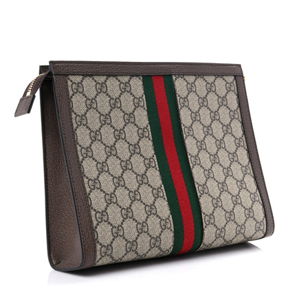 Gucci GG Supreme Monogram Web Ophidia Pouch Brown 3 of 11