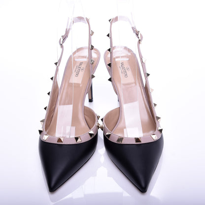 Valentino Garavani Calfskin Rockstud Half D'Orsay Slingback 85mm Pumps 39.5 Black Poudre 5 of 8