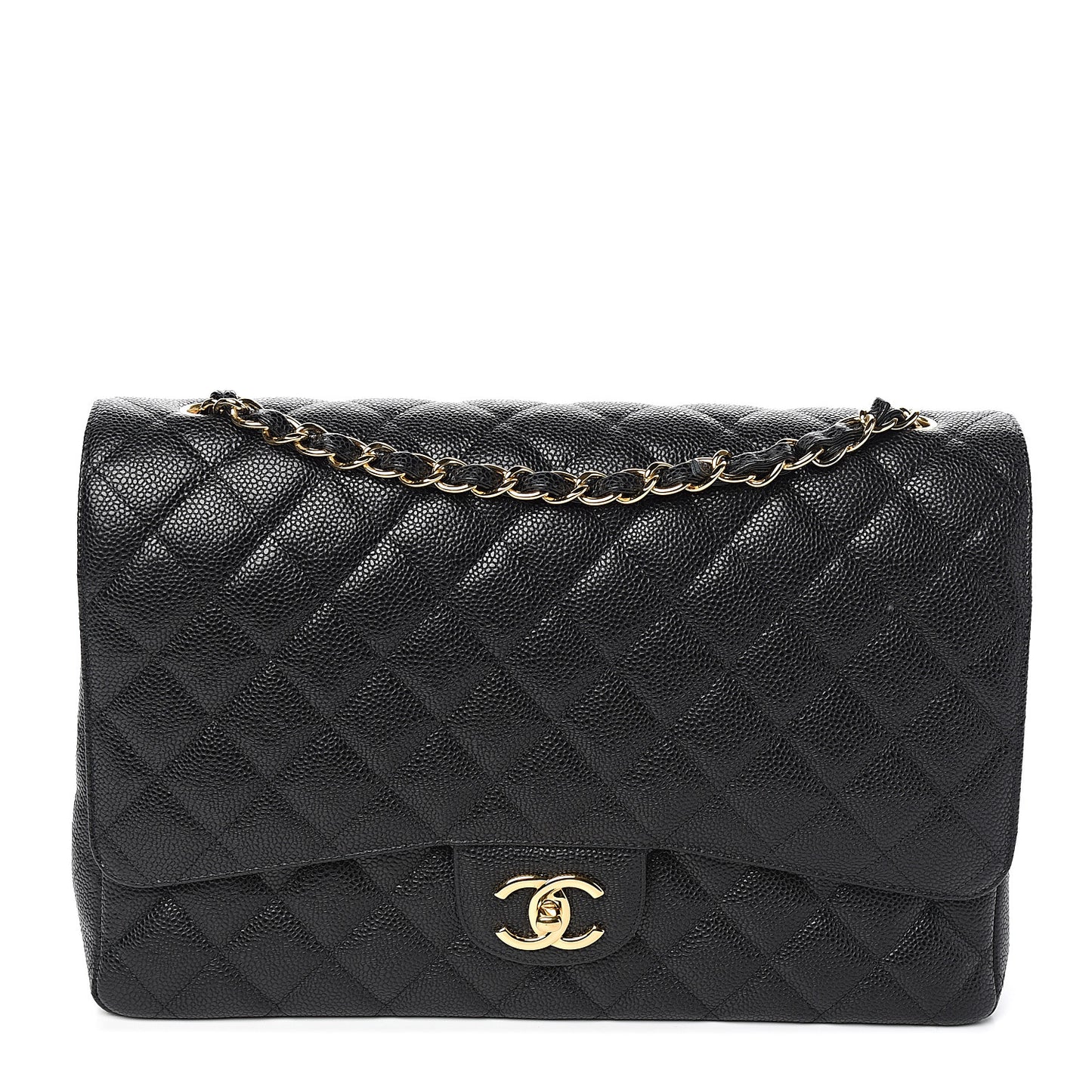 Caviar Quilted Maxi Double Flap Black