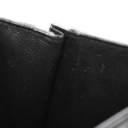Saint Laurent Grain De Poudre Matelasse Chevron Monogram Compact Zip Around Wallet Black 9 of 11