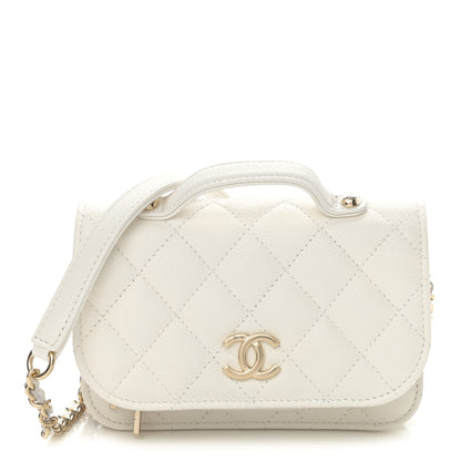 Chanel Caviar Quilted Business Affinity Clutch With Chain Flap White 1 of 11