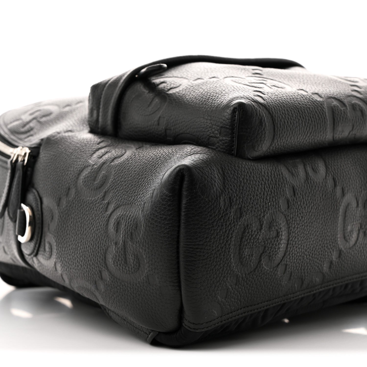 Gucci Calfskin Jumbo GG Embossed Medium Backpack Black 9 of 10