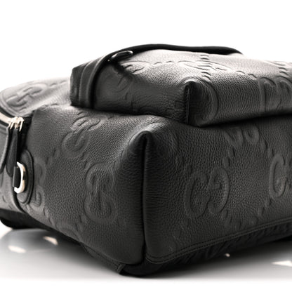 Gucci Calfskin Jumbo GG Embossed Medium Backpack Black 9 of 10