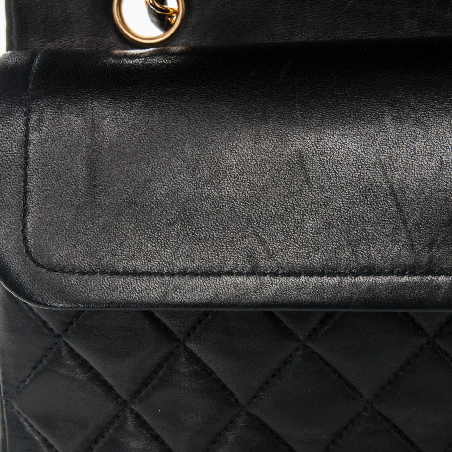 Lambskin Quilted Medium Double Flap Black