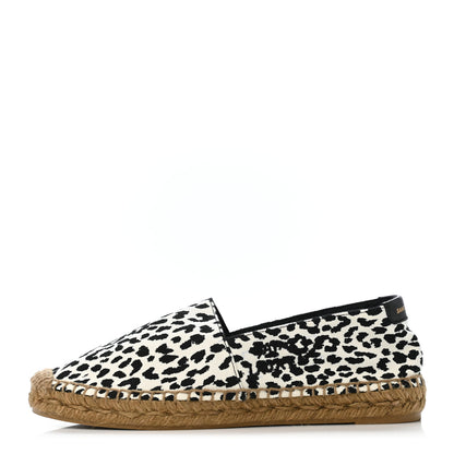 Saint Laurent Canvas Leopard Print Espadrilles 37 Latte Black 1 of 4