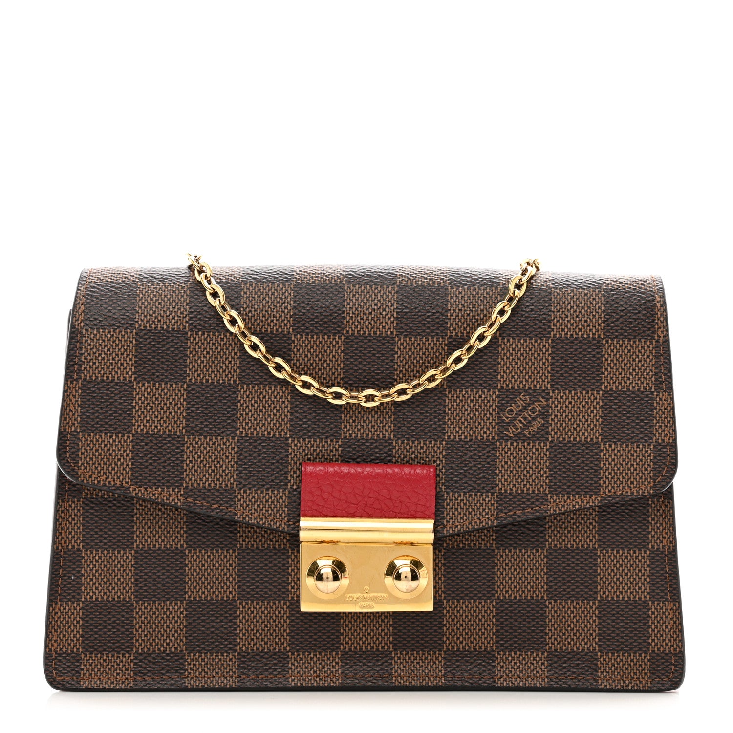Louis Vuitton Damier Ebene Croisette Chain Wallet Scarlet 1 of 11