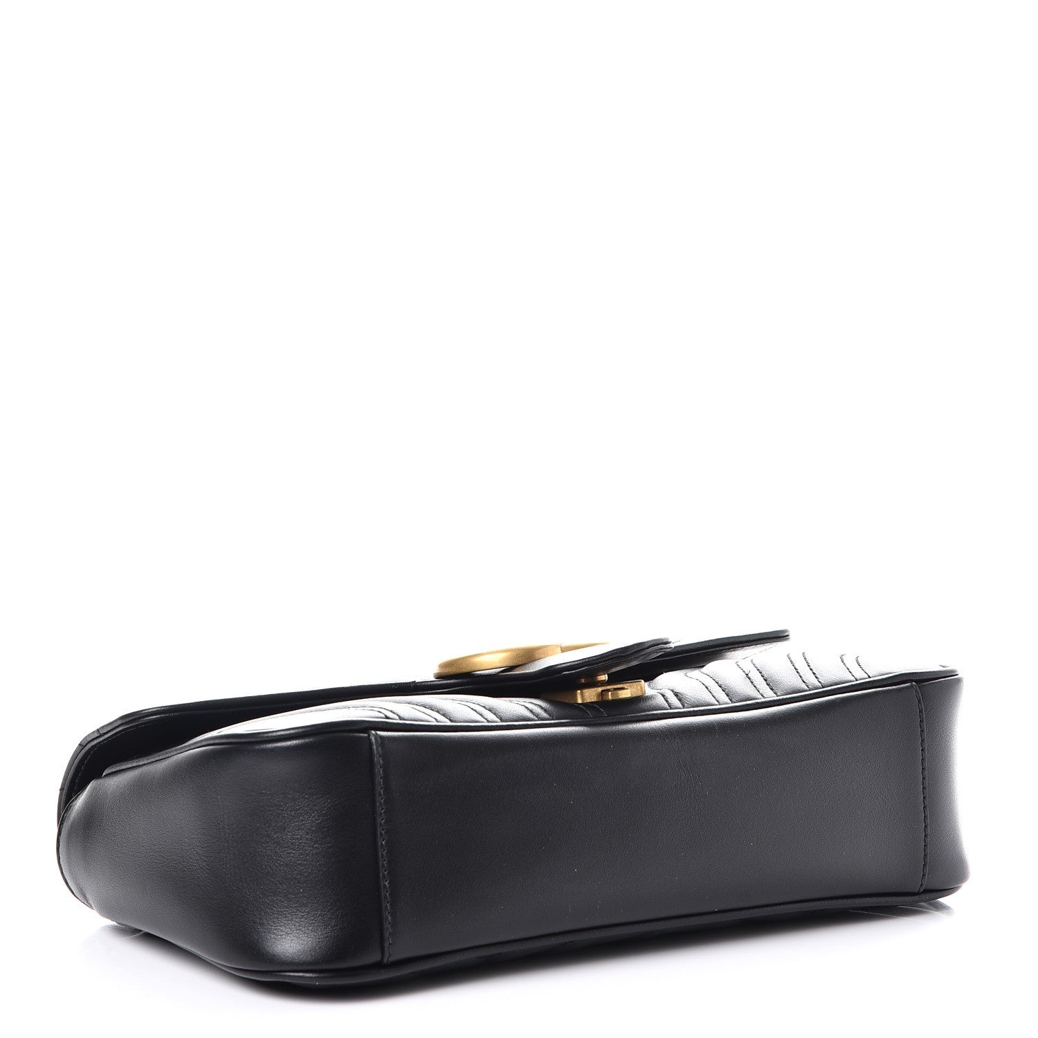 Gucci Calfskin Matelasse Small GG Marmont Shoulder Bag Black 4 of 7