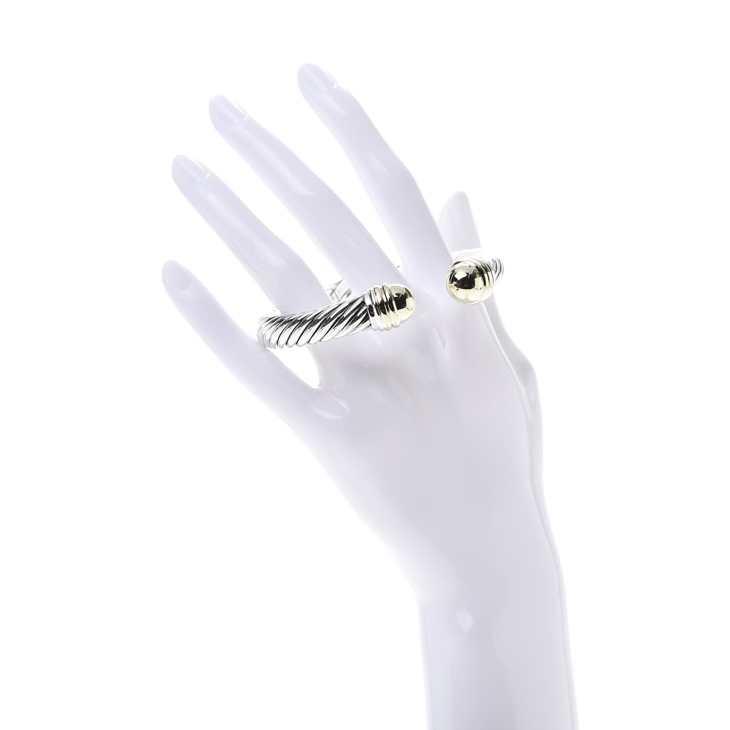 David Yurman Sterling Silver 14K Yellow Gold 10mm Cable Classics Bracelet 2 of 4