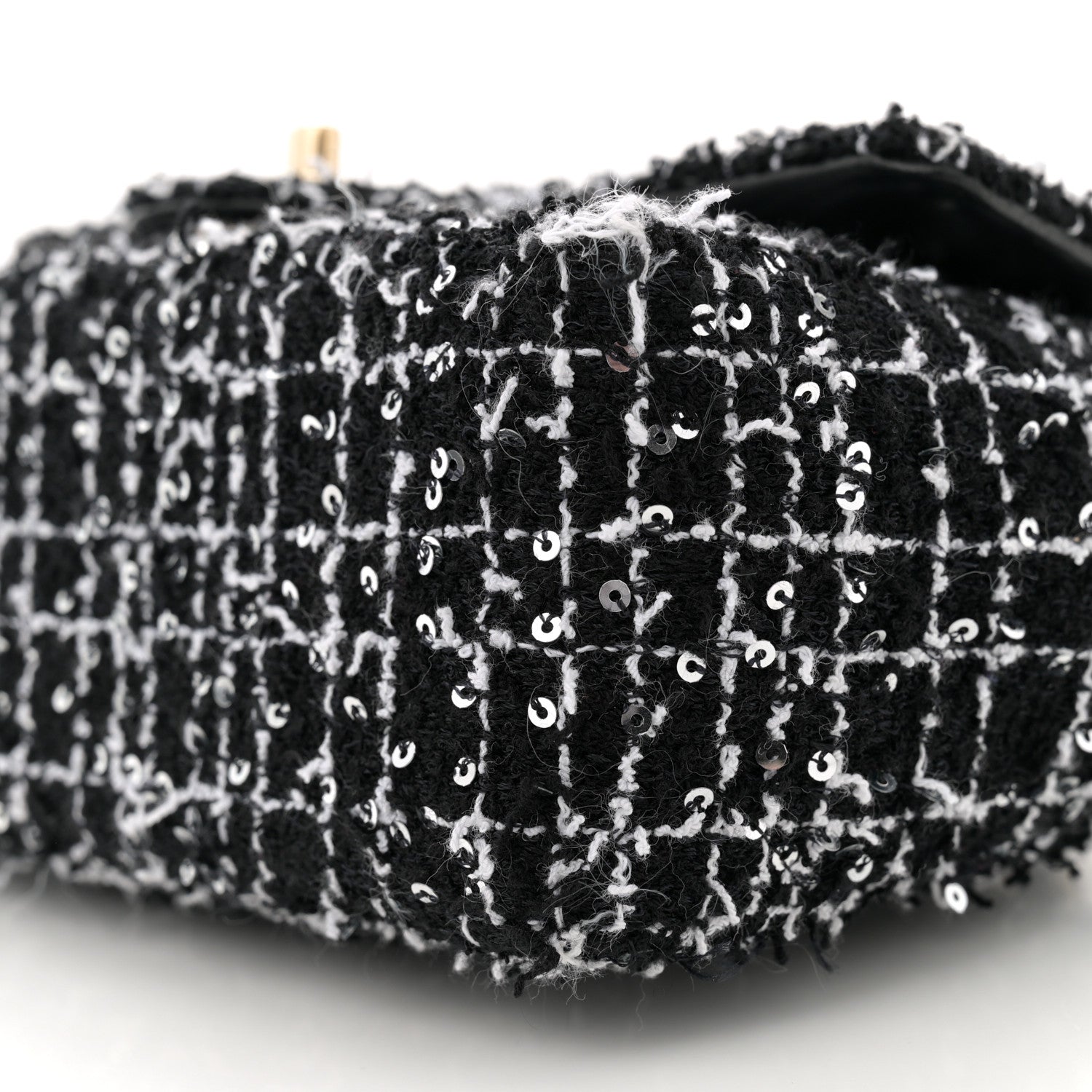 Chanel Tweed Quilted Mini Top Handle Rectangular Flap Black White 10 of 11