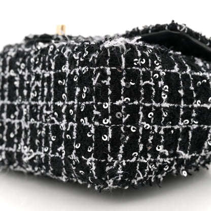 Chanel Tweed Quilted Mini Top Handle Rectangular Flap Black White 10 of 11