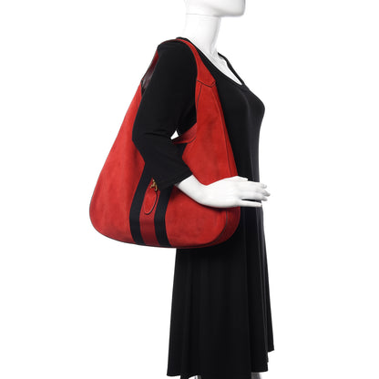 Gucci Soft Suede Web Large Jackie Hobo Red 2 of 11