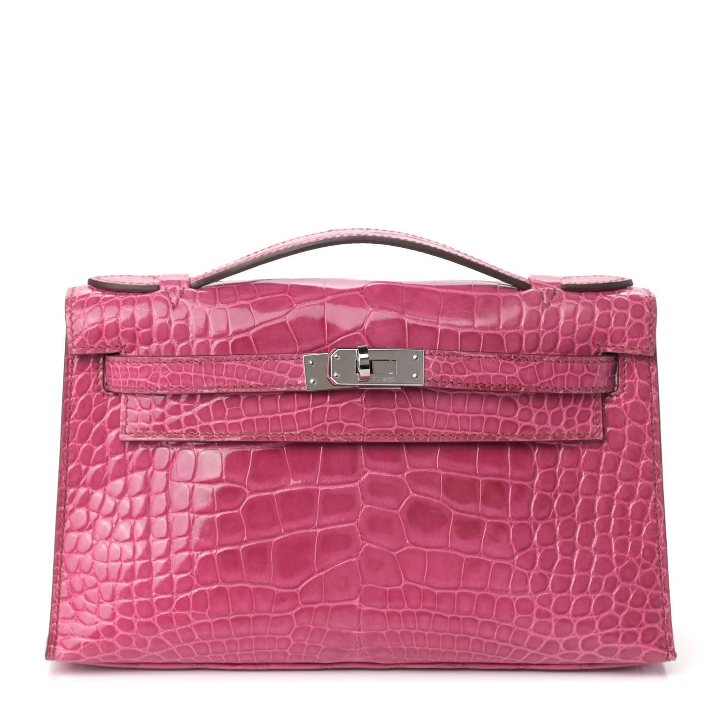 Shiny Alligator Kelly Pochette Fuchsia