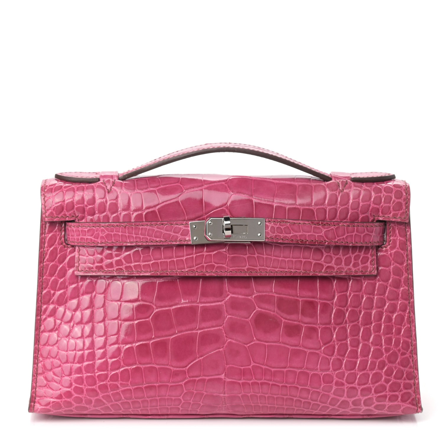 Hermes Shiny Alligator Kelly Pochette Fuchsia 1 of 26