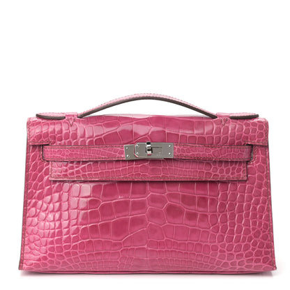 Hermes Shiny Alligator Kelly Pochette Fuchsia 1 of 26