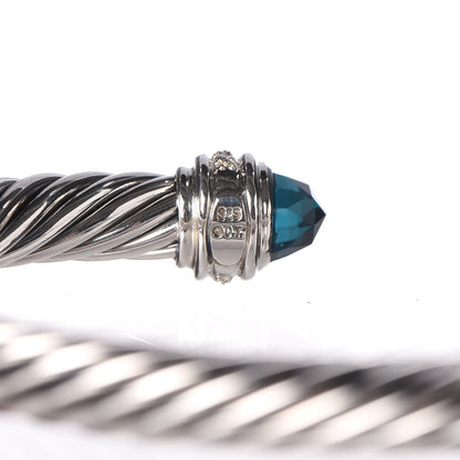 David Yurman Sterling Silver Diamond Hampton Blue Topaz 7mm Cable Classics Bracelet 4 of 5