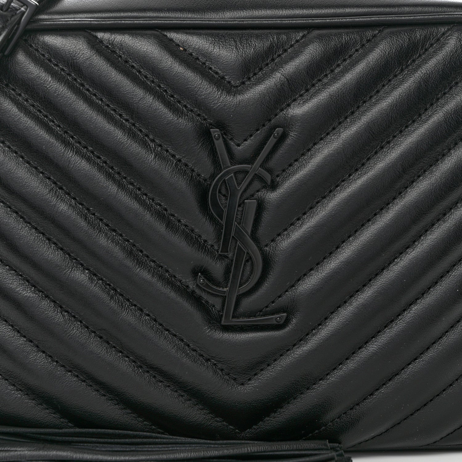 Saint Laurent Calfskin Matelasse Monogram Monochrome Lou Camera Bag Black 7 of 9
