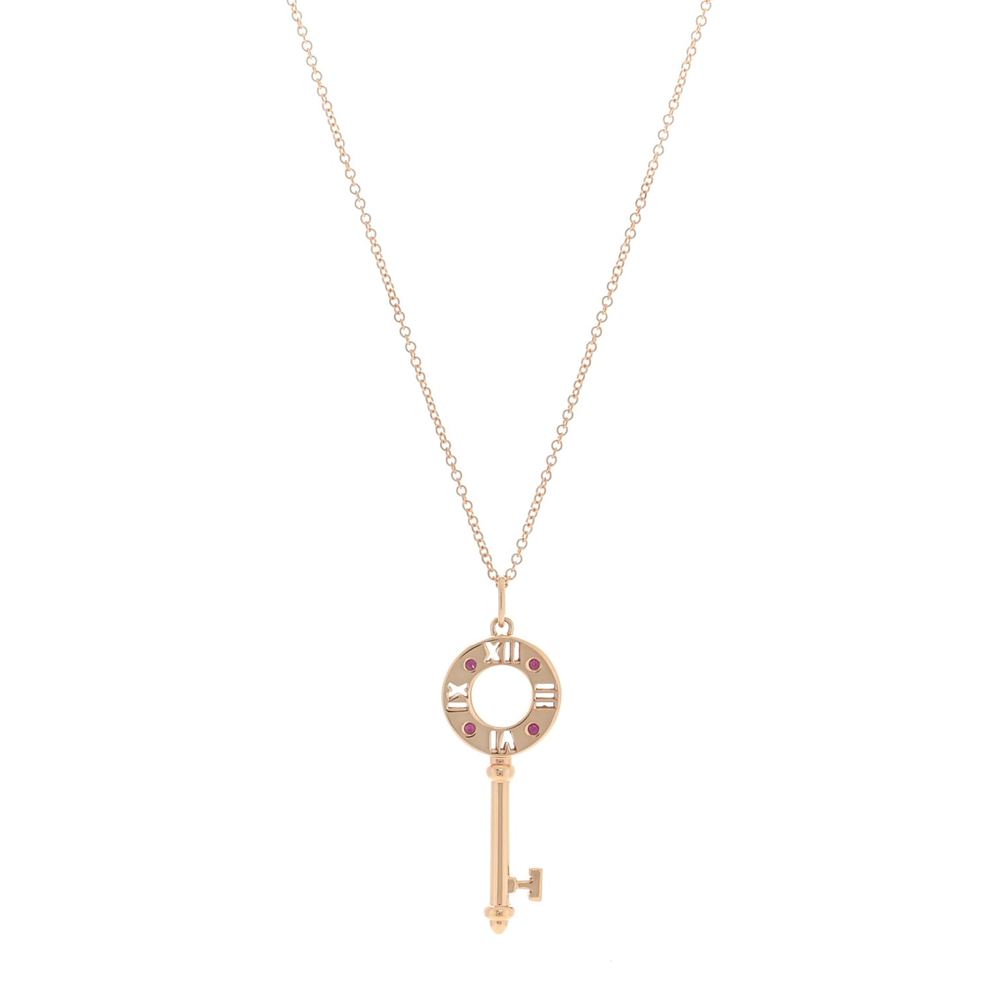18K Rose Gold Ruby Atlas Pierced Key Pendant Necklace