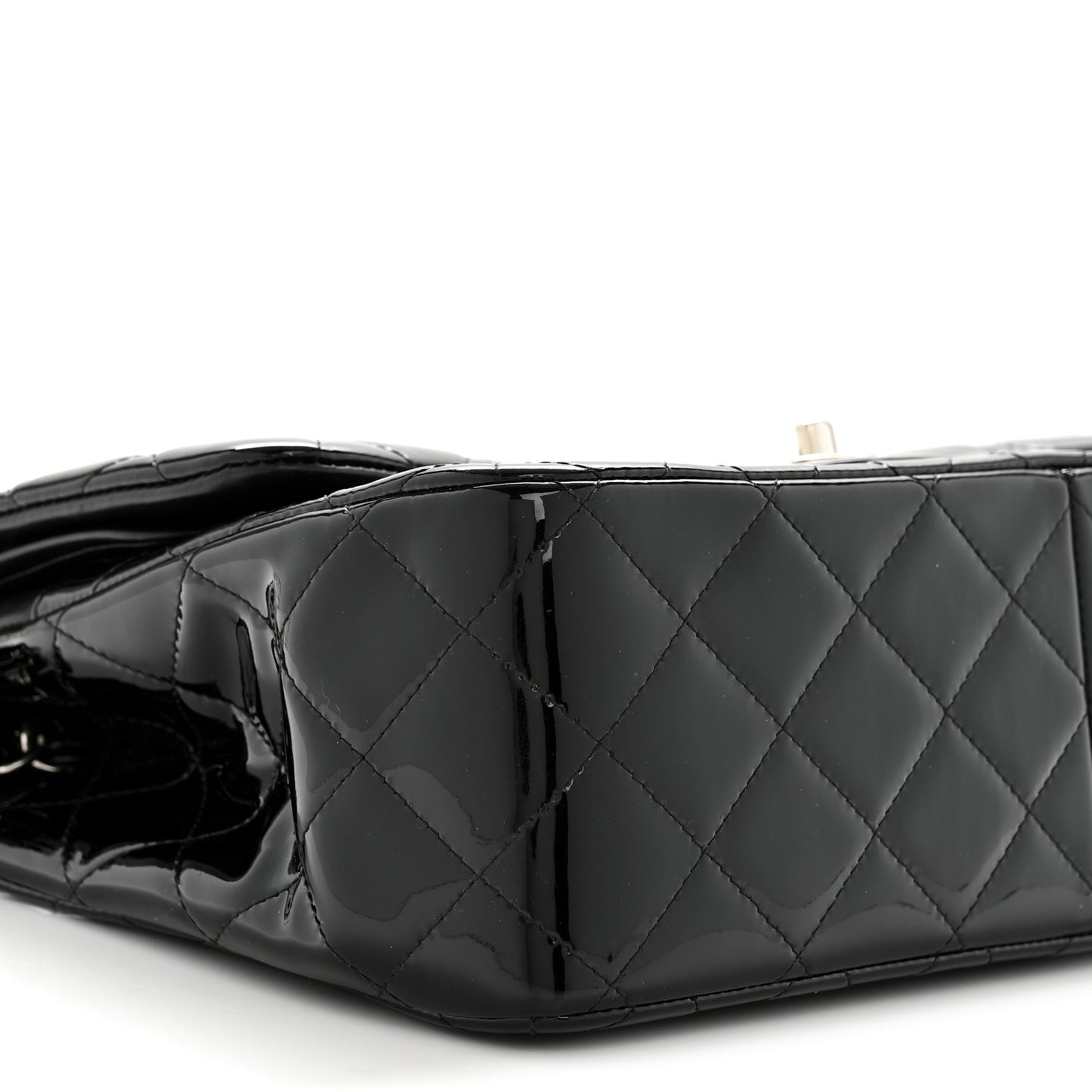 Patent Quilted Jumbo Double Flap Black
