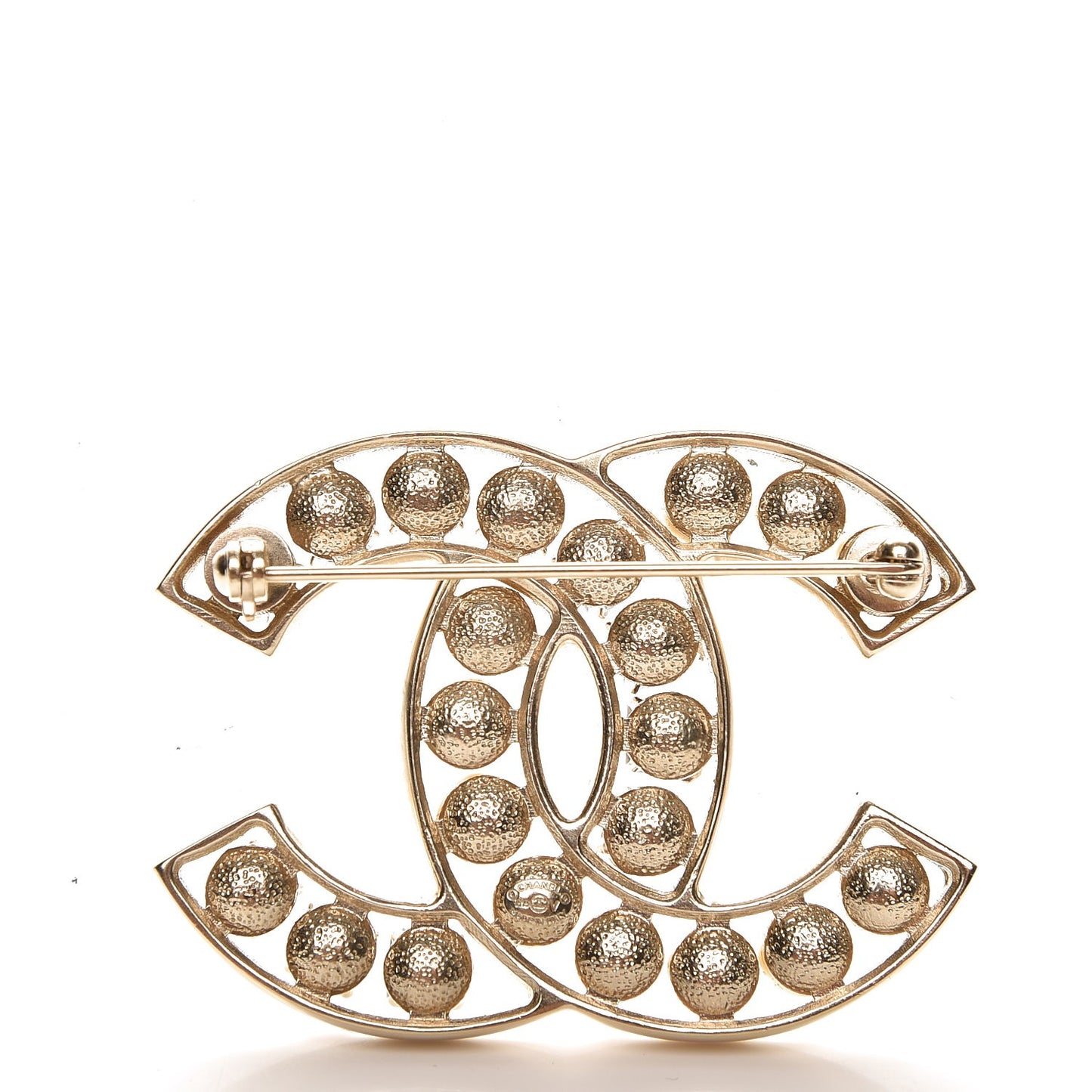 Pearl Crystal CC Brooch Gold