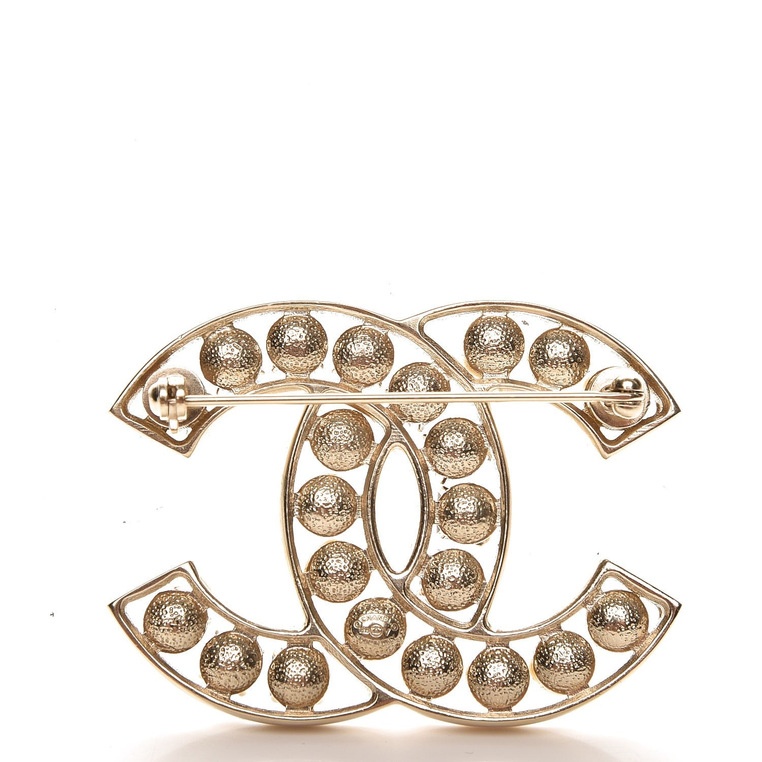 Chanel Pearl Crystal CC Brooch Gold 3 of 4