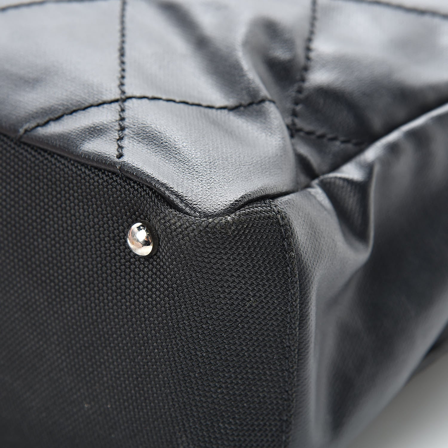 Chanel Coated Canvas Quilted Small Paris Biarritz Tote Black 10 of 22