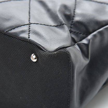 Chanel Coated Canvas Quilted Small Paris Biarritz Tote Black 10 of 22