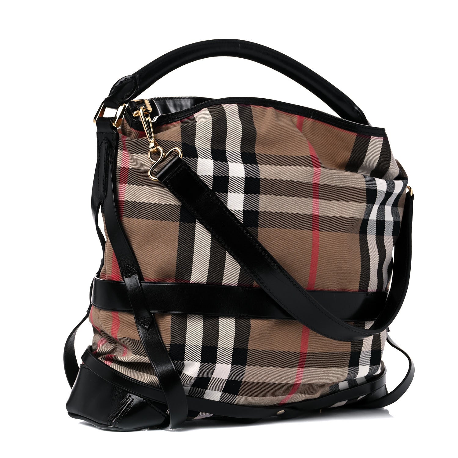 Burberry House Check Bridle Calfskin Medium Gosford Hobo Black 3 of 16