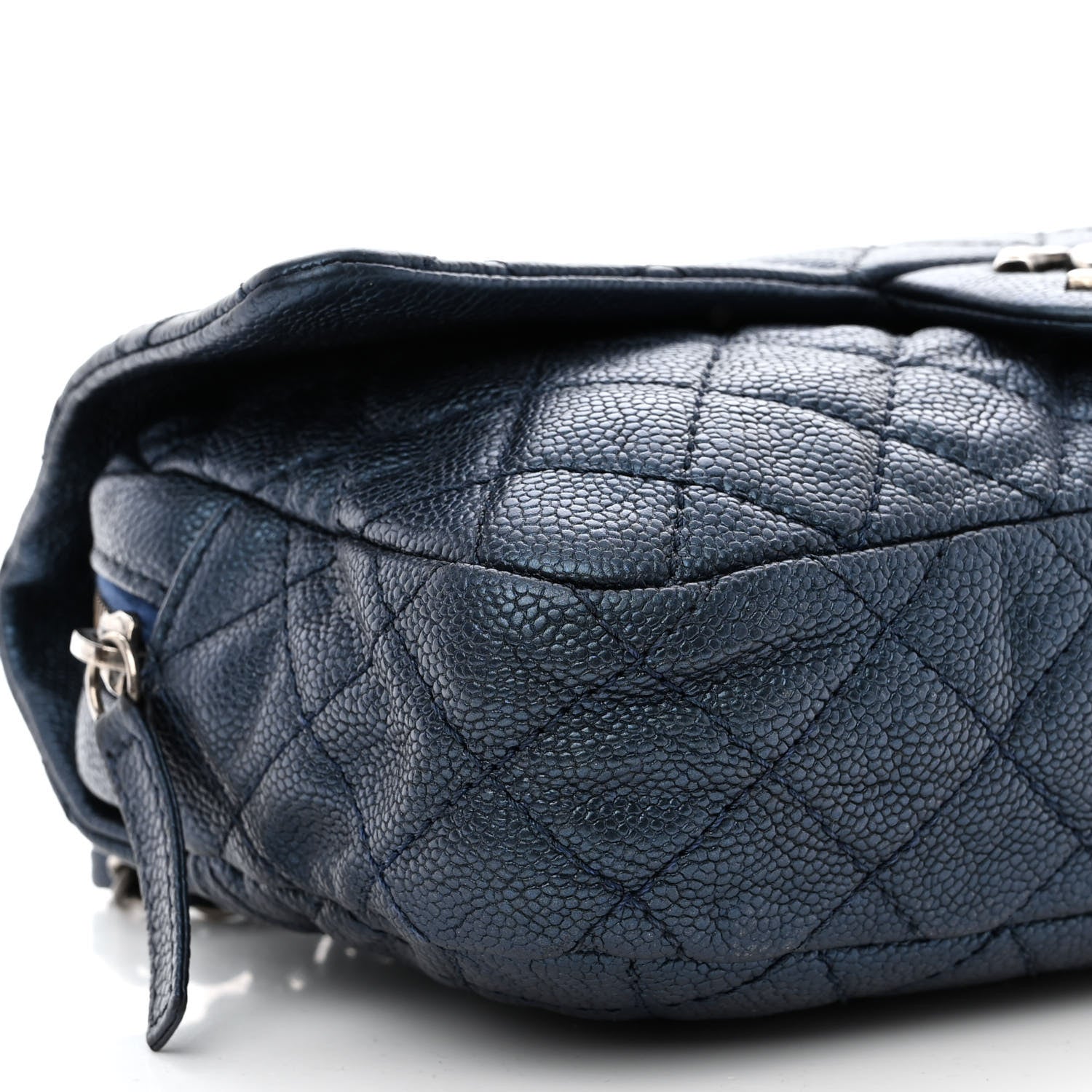 Chanel Iridescent Caviar Quilted Jumbo Easy Flap Dark Blue 9 of 10