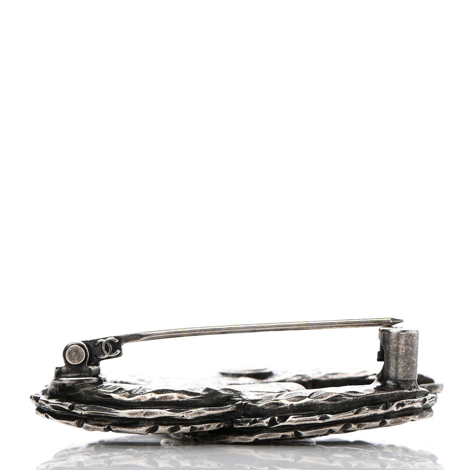 Chanel Ruthenium Crystal CC Brooch 5 of 6