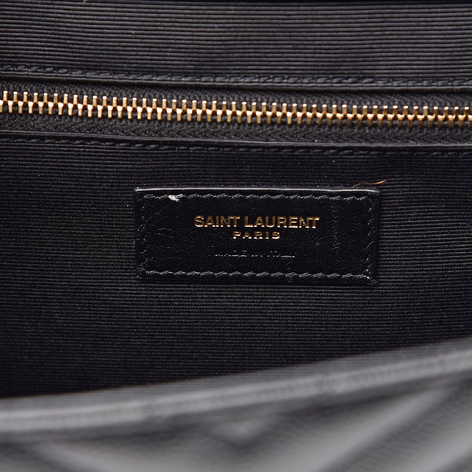 Saint Laurent Grain De Poudre Matelasse Chevron Large Monogram Satchel Black 7 of 11