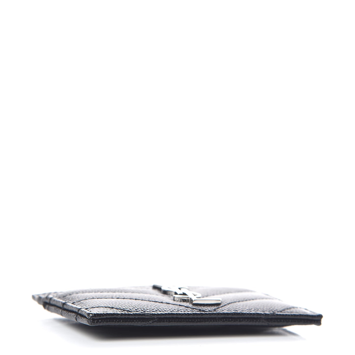 Grain De Poudre Matelasse Chevron Monogram Credit Card Case Black