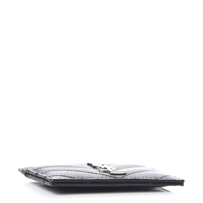 Saint Laurent Grain De Poudre Matelasse Chevron Monogram Credit Card Case Black 4 of 7