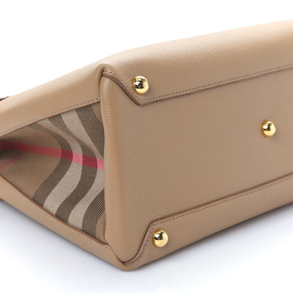 Burberry Grainy Calfskin House Check Small Banner Tote Tan 9 of 10