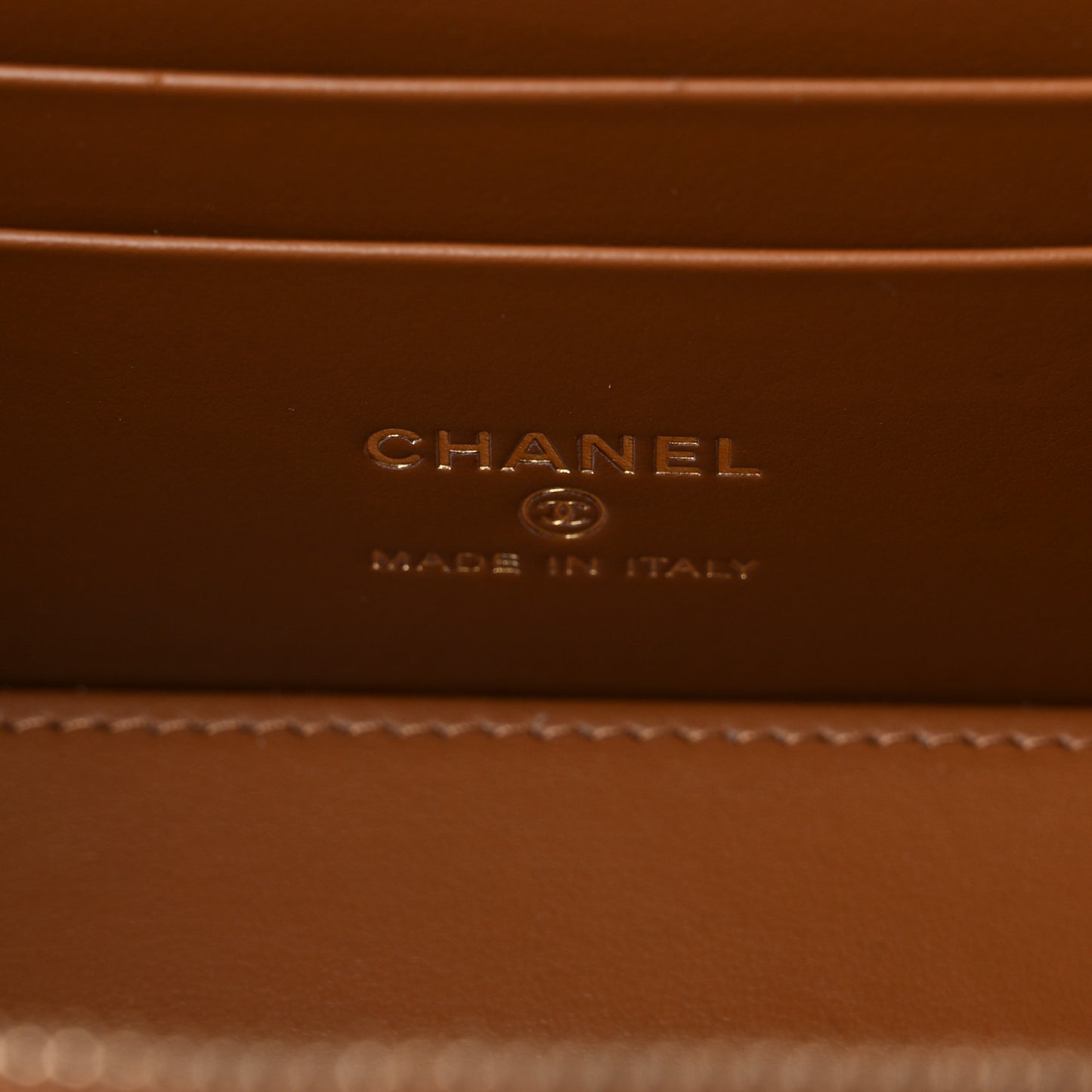 Caviar Quilted Top Handle Pocket Vanity Case Camel