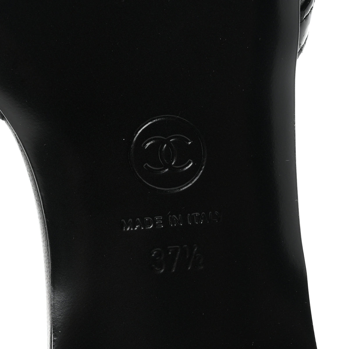 Lambskin Patent Calfskin CC Cutout Mules 37.5 Black