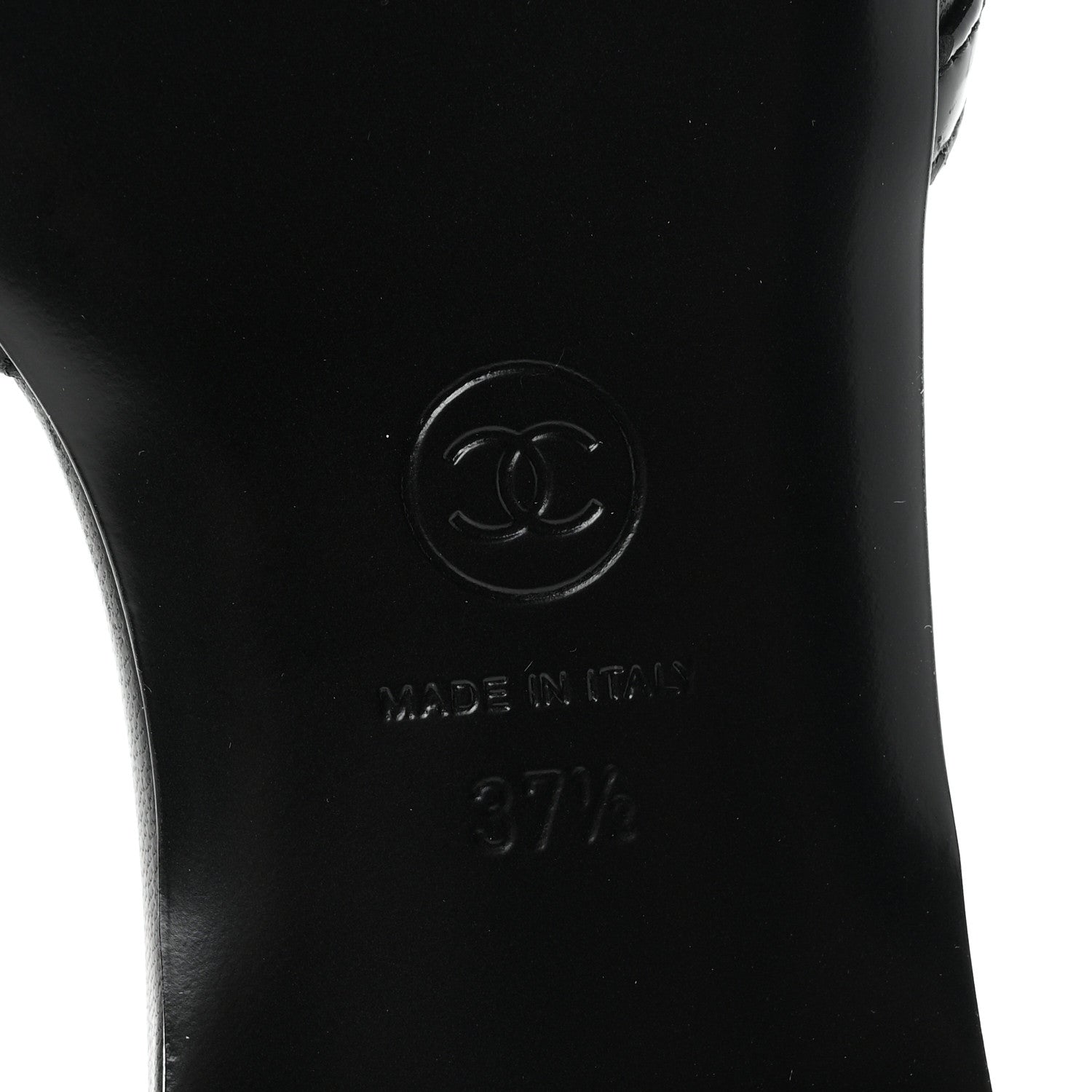 Chanel Lambskin Patent Calfskin CC Cutout Mules 37.5 Black 7 of 10