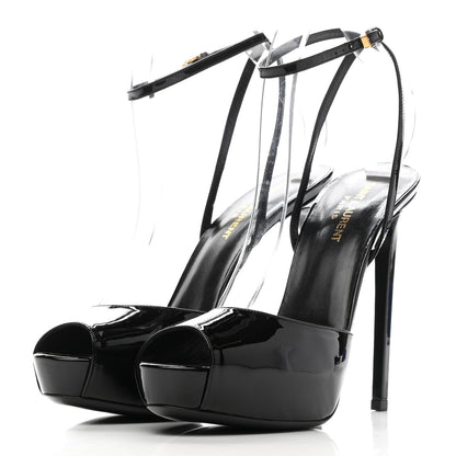 Saint Laurent Patent Tribute Lips Platform Sandals 40.5 Black 3 of 10