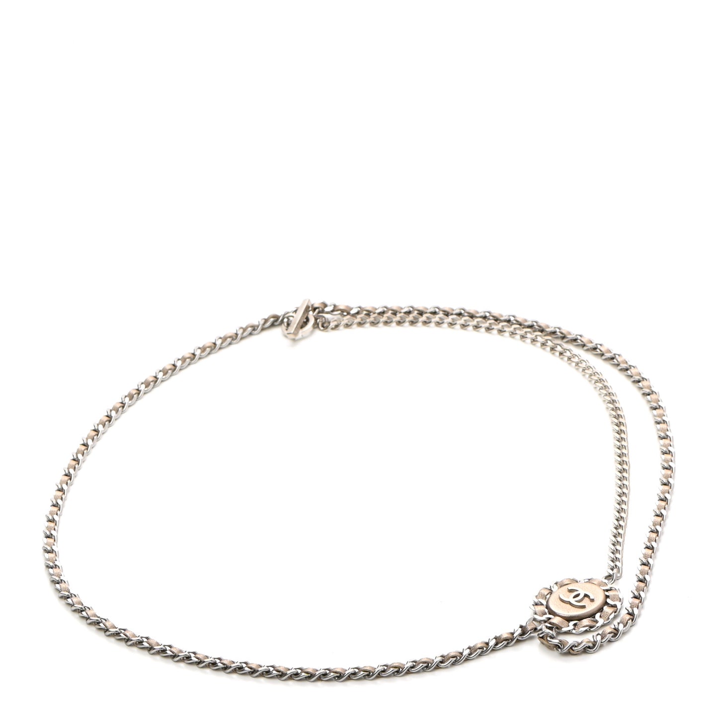 Lambskin Chain CC Medallion Belt Silver Gold
