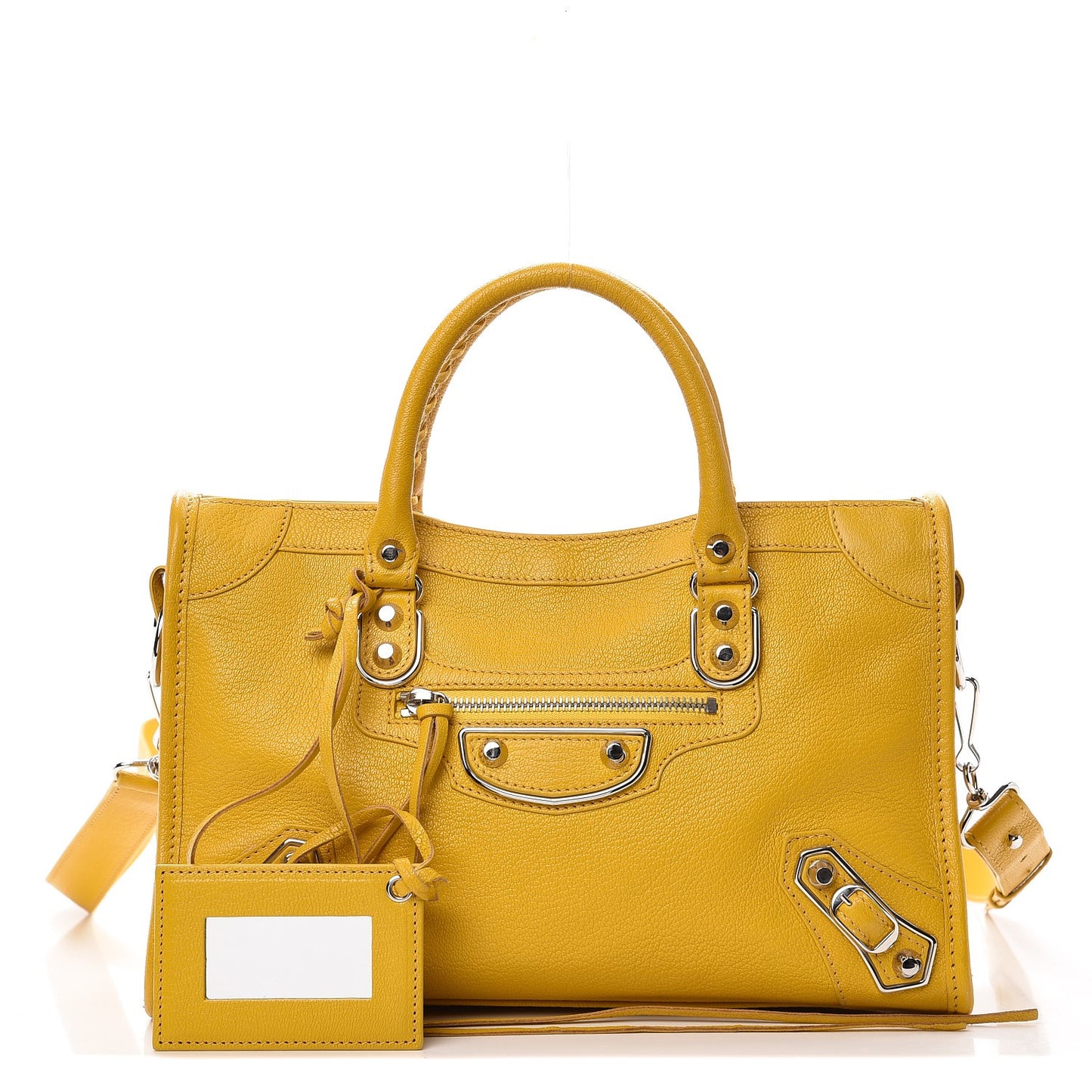 Chevre Silver Metallic Edge Hardware S City Jaune Epi