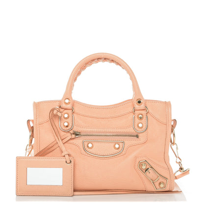 Balenciaga Chevre Gold Metallic Edge Hardware Mini City Rose Peach 1 of 7