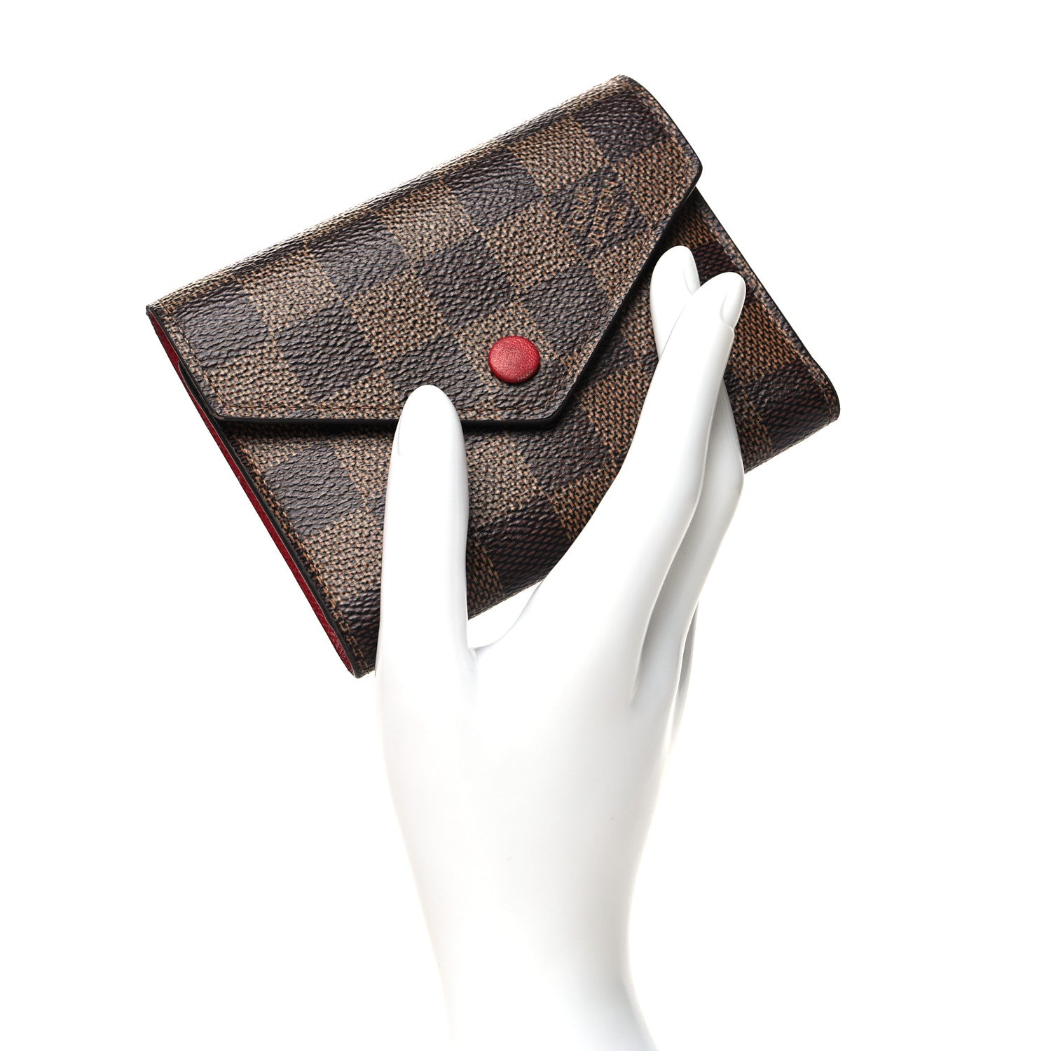 Louis Vuitton Damier Ebene Victorine Wallet Red 2 of 11