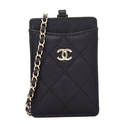 Chanel Caviar Quilted Card Holder On Chain Black 1 of 11