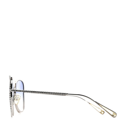 Chanel Crystal Aviator Sunglasses 4121-B Silver 3 of 8