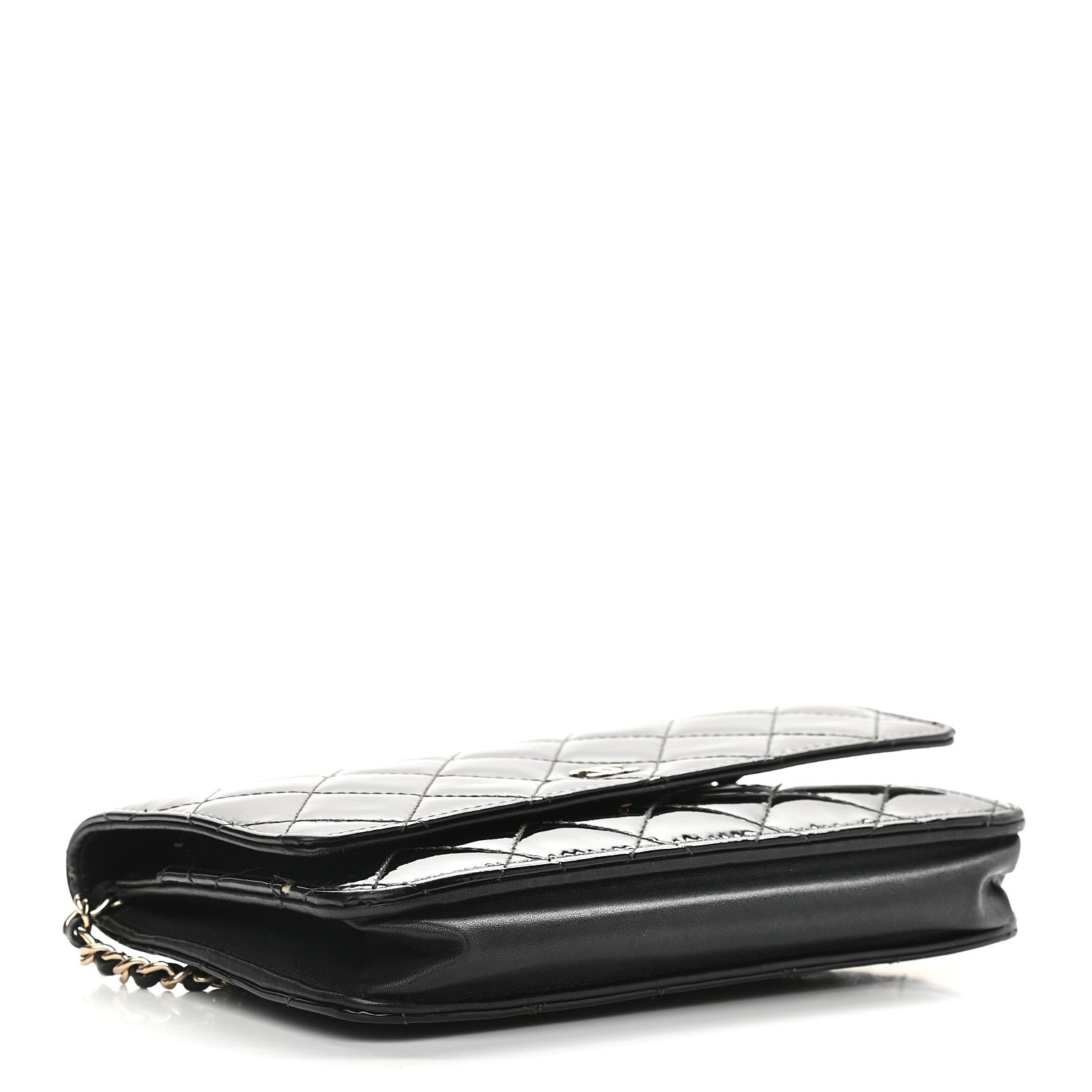 Chanel Patent Quilted Wallet On Chain WOC Black 4 of 13
