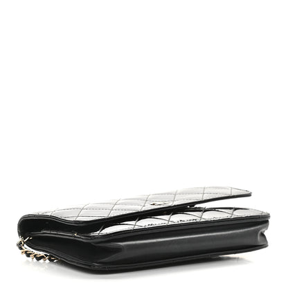 Chanel Patent Quilted Wallet On Chain WOC Black 4 of 13